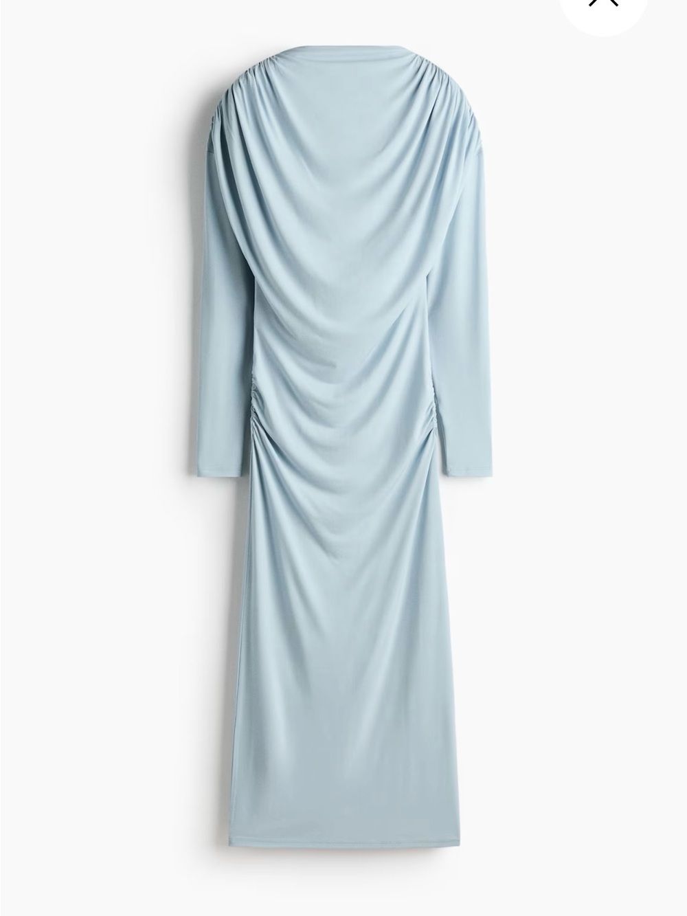 H&M Pale Blue Draped Long-Sleeve Midi Dress